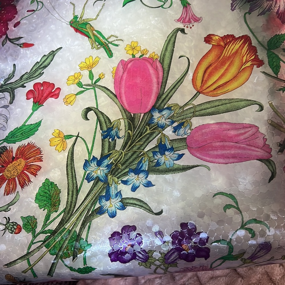 Gorge Gucci Vinyl floral printed Flora tote bag with pink leather trim/handles - Picture 11 of 12